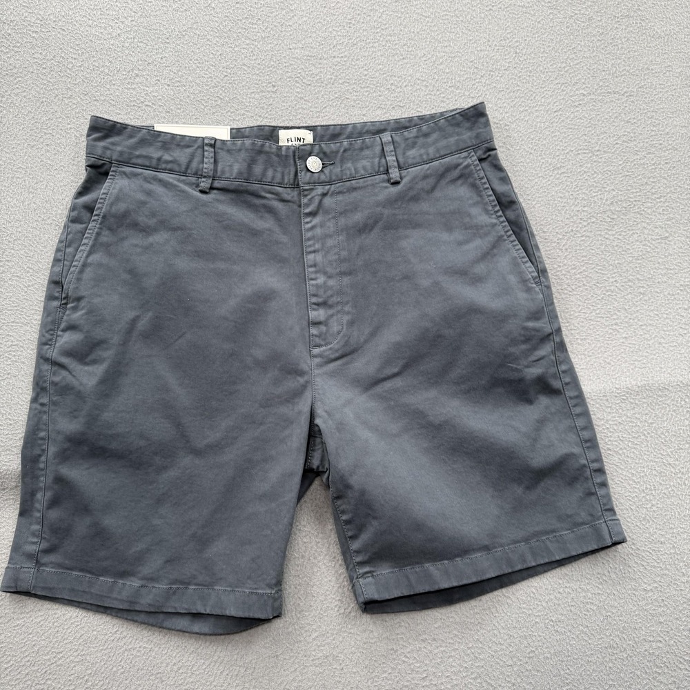 Flint And Tinder Shorts Mens 32 Gray Chino Stretch 7 Inseam Casual Summer